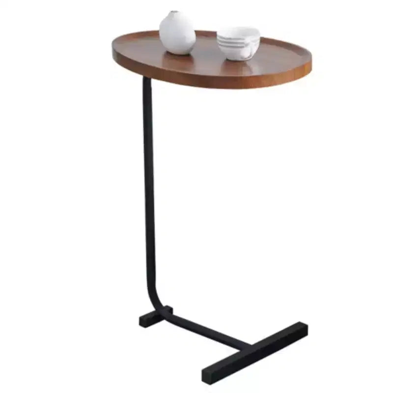 C-Shaped Side Table in Brown, Compact Living Room Sofa Table