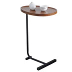 C-Shaped Side Table in Brown, Compact Living Room Sofa Table