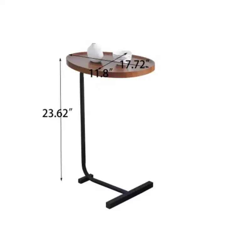 C-Shaped Side Table in Brown, Compact Living Room Sofa Table