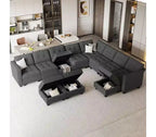 Belffin Modular Weave Sofa with Storage Seat and Ottoman (9 Seats + 11 Sides)