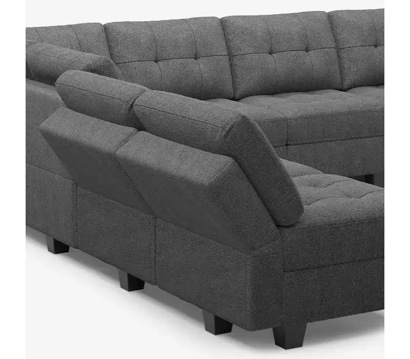 Belffin Modular Weave Sofa with Storage Seat and Ottoman (9 Seats + 11 Sides)