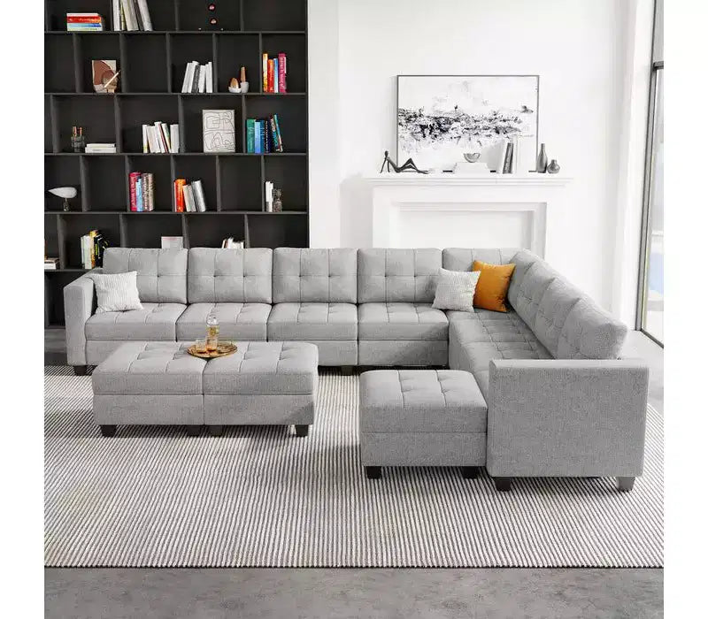Belffin Modular Weave Sofa with Storage Seat and Ottoman (9 Seats + 11 Sides)