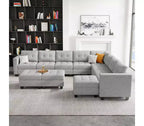 Belffin Modular Weave Sofa with Storage Seat and Ottoman (9 Seats + 11 Sides)