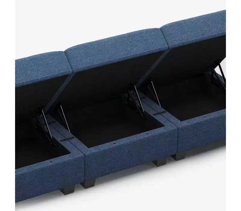 Belffin Modular Weave Sofa with Storage Seat and Ottoman (9 Seats + 11 Sides)