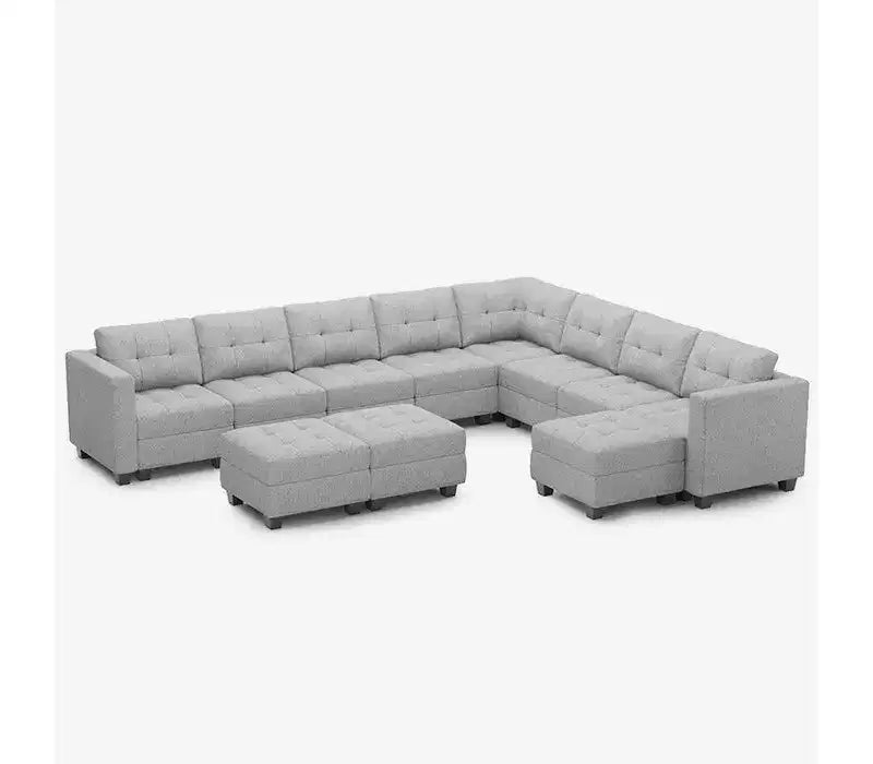Belffin Modular Weave Sofa with Storage Seat and Ottoman (9 Seats + 11 Sides)