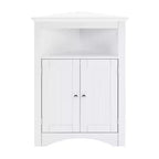 MAYEERTY White Corner Storage Cabinet with Doors & Adjustable Shelves for Bathroom Kitchen Living Room