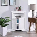 MAYEERTY White Corner Storage Cabinet with Doors & Adjustable Shelves for Bathroom Kitchen Living Room