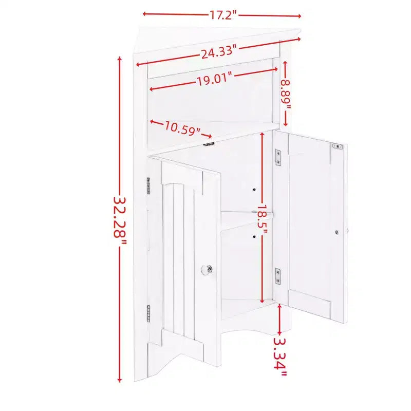 MAYEERTY White Corner Storage Cabinet with Doors & Adjustable Shelves for Bathroom Kitchen Living Room