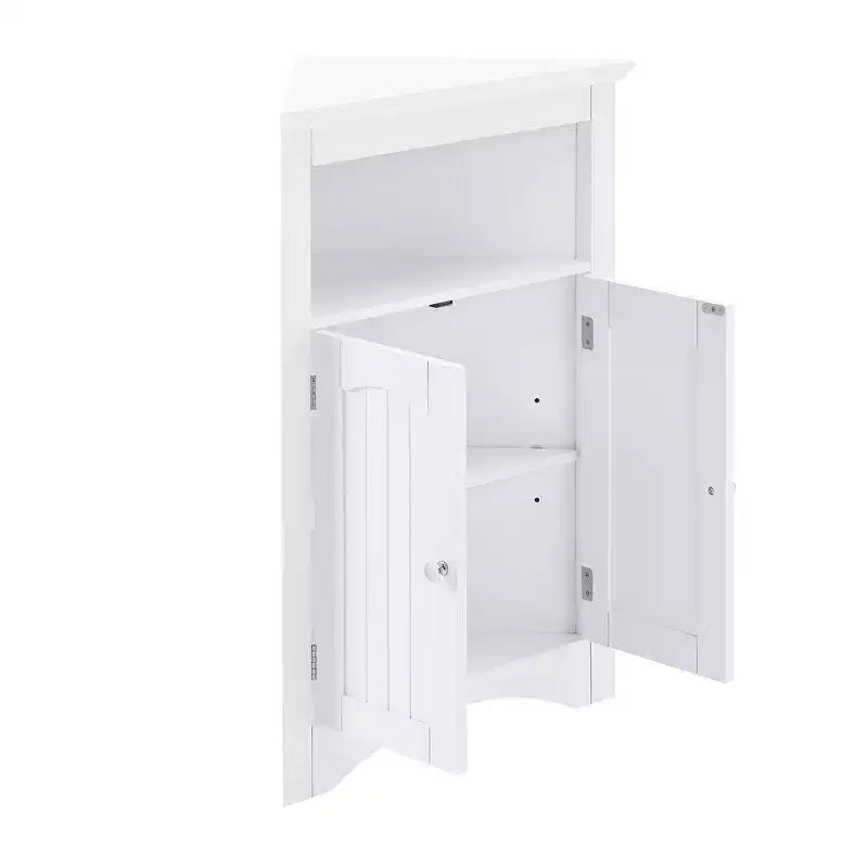 MAYEERTY White Corner Storage Cabinet with Doors & Adjustable Shelves for Bathroom Kitchen Living Room