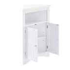 MAYEERTY White Corner Storage Cabinet with Doors & Adjustable Shelves for Bathroom Kitchen Living Room