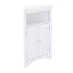 MAYEERTY White Corner Storage Cabinet with Doors & Adjustable Shelves for Bathroom Kitchen Living Room