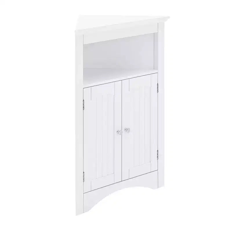 MAYEERTY White Corner Storage Cabinet with Doors & Adjustable Shelves for Bathroom Kitchen Living Room