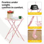 EROMMY Outdoor 3-Pc Bistro Set, Patio Dining Set, Foldable, Stainless Steel, Suitable for Patio, Balcony, Garden, Pool - Pink