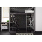 DHP Sage Studio Twin Metal Loft Bed with Integrated Desk and Shelves
