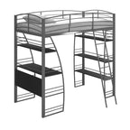 DHP Sage Studio Twin Metal Loft Bed with Integrated Desk and Shelves