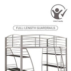 DHP Sage Studio Twin Metal Loft Bed with Integrated Desk and Shelves