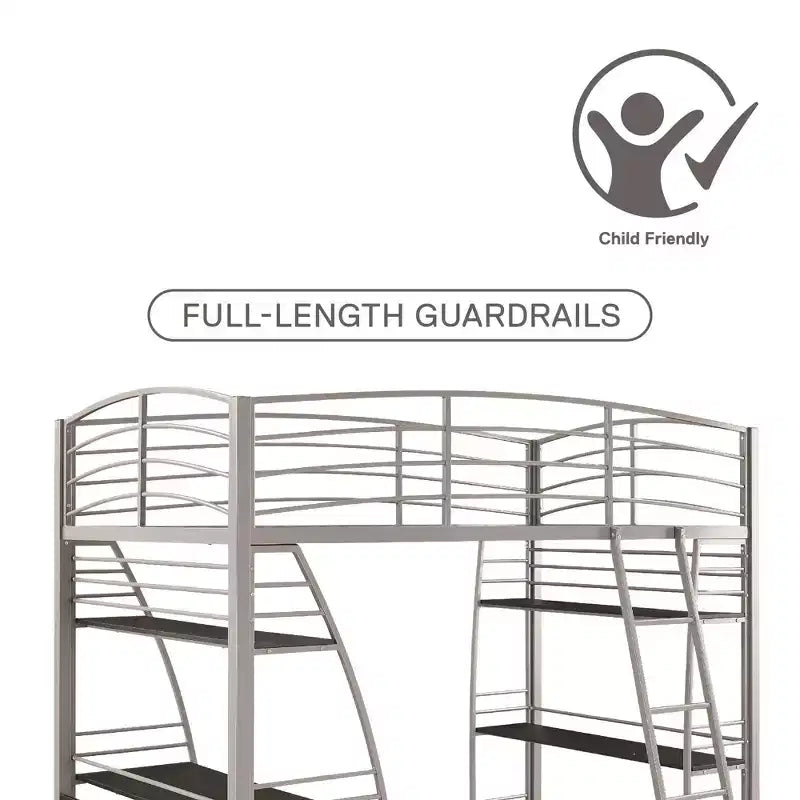 DHP Sage Studio Twin Metal Loft Bed with Integrated Desk and Shelves