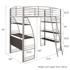 DHP Sage Studio Twin Metal Loft Bed with Integrated Desk and Shelves