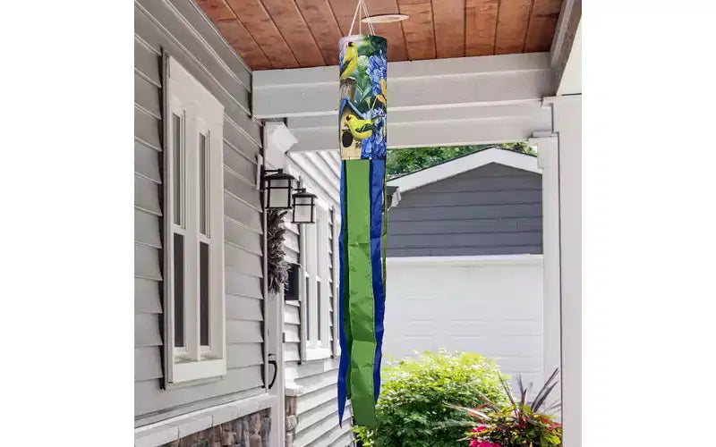 Briarwood Lane Spring Goldfinches and Hydrangea Windsock Wind Twister 40x6 For Spring Wind Spinner