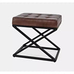 Jofran, Global Archive Distressed Genuine Leather Ottoman - Dark Sienna