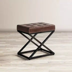 Jofran, Global Archive Distressed Genuine Leather Ottoman - Dark Sienna