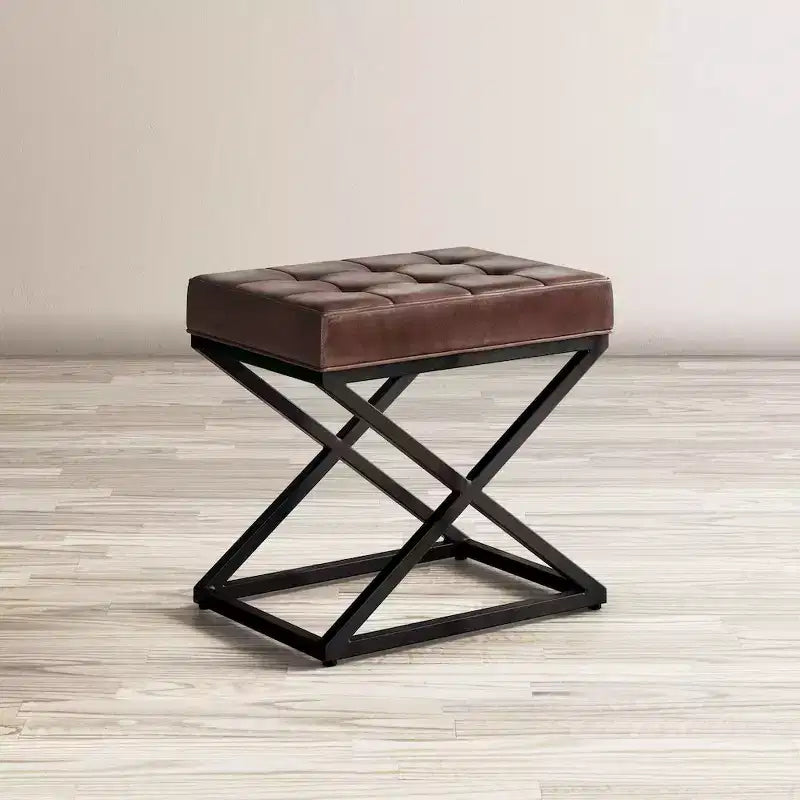 Jofran, Global Archive Distressed Genuine Leather Ottoman - Dark Sienna