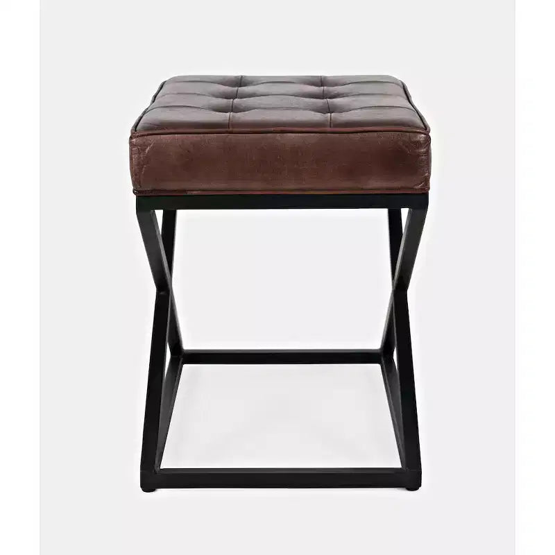 Jofran, Global Archive Distressed Genuine Leather Ottoman - Dark Sienna
