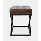 Jofran, Global Archive Distressed Genuine Leather Ottoman - Dark Sienna