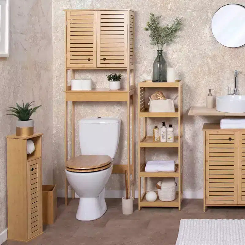 Evideco French Home Goods Open-Shelf Storage Unit with Vented Design, Natural - Trinidad Collection