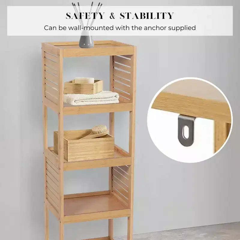 Evideco French Home Goods Open-Shelf Storage Unit with Vented Design, Natural - Trinidad Collection