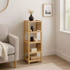 Evideco French Home Goods Open-Shelf Storage Unit with Vented Design, Natural - Trinidad Collection