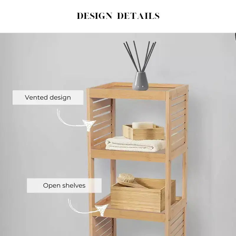 Evideco French Home Goods Open-Shelf Storage Unit with Vented Design, Natural - Trinidad Collection