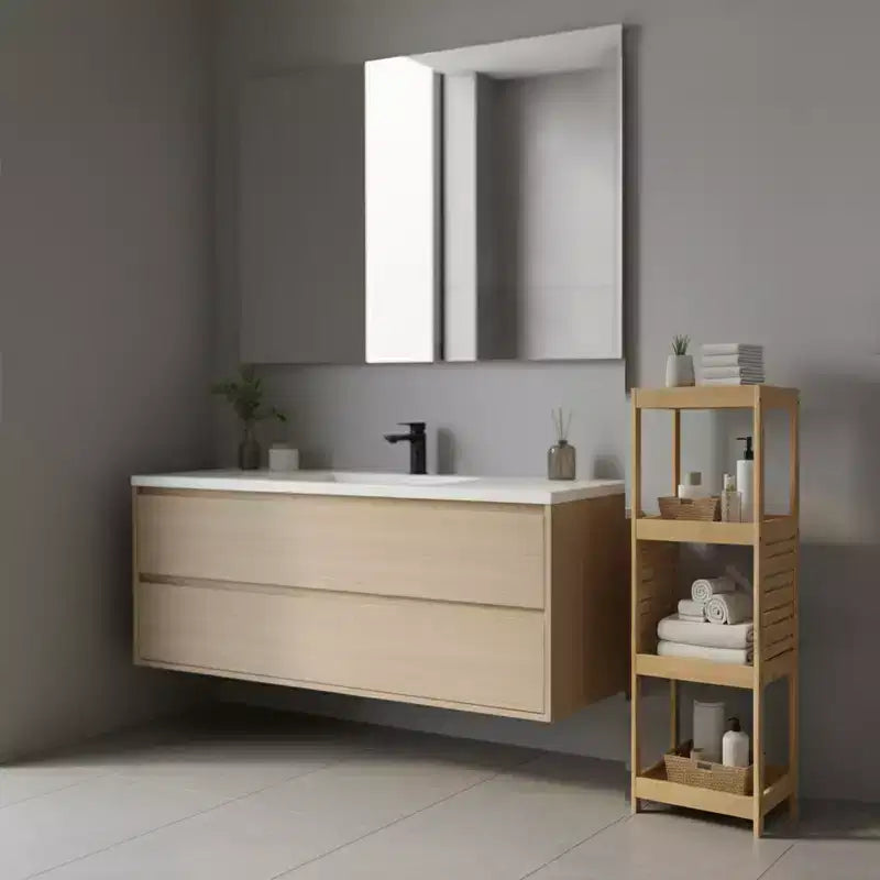 Evideco French Home Goods Open-Shelf Storage Unit with Vented Design, Natural - Trinidad Collection