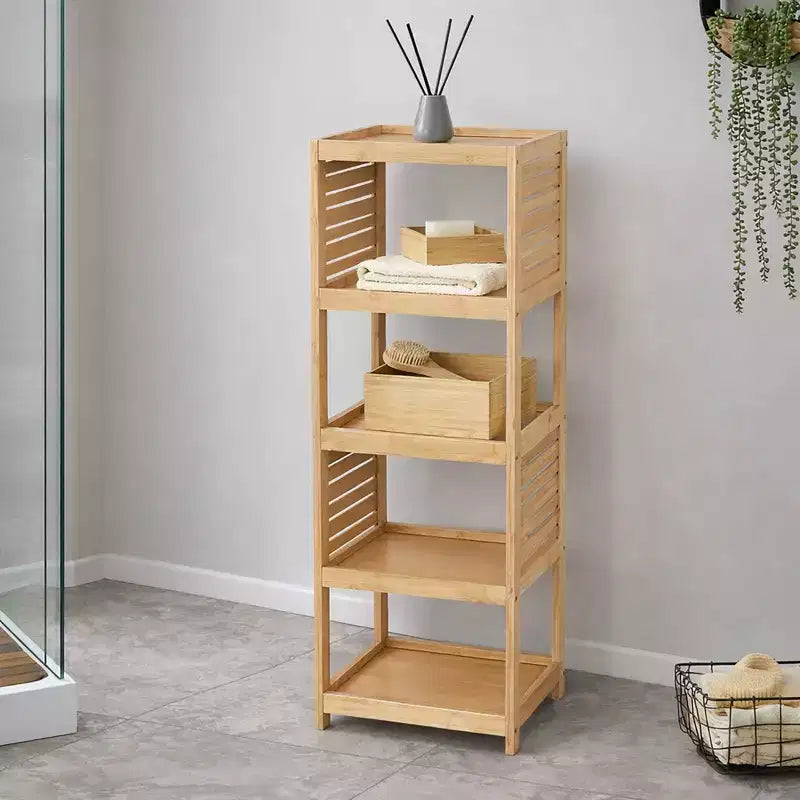 Evideco French Home Goods Open-Shelf Storage Unit with Vented Design, Natural - Trinidad Collection