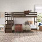 Max & Finn Zaire Twin over Twin Wood Bunk Bed with Shelf Stairs