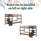 Max & Finn Zaire Twin over Twin Wood Bunk Bed with Shelf Stairs