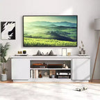 Costway Fireplace TV Stand for TVs up to 80 with Electric Fireplace 3 Adjustable Shelves Black/White