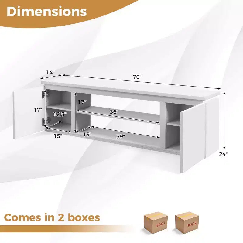 Costway Fireplace TV Stand for TVs up to 80 with Electric Fireplace 3 Adjustable Shelves Black/White