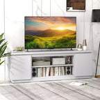 Costway Fireplace TV Stand for TVs up to 80 with Electric Fireplace 3 Adjustable Shelves Black/White
