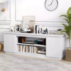 Costway Fireplace TV Stand for TVs up to 80 with Electric Fireplace 3 Adjustable Shelves Black/White