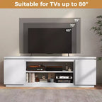 Costway Fireplace TV Stand for TVs up to 80 with Electric Fireplace 3 Adjustable Shelves Black/White