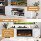 Costway Fireplace TV Stand for TVs up to 80 with Electric Fireplace 3 Adjustable Shelves Black/White