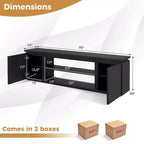 Costway Fireplace TV Stand for TVs up to 80 with Electric Fireplace 3 Adjustable Shelves Black/White