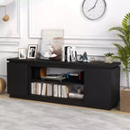 Costway Fireplace TV Stand for TVs up to 80 with Electric Fireplace 3 Adjustable Shelves Black/White