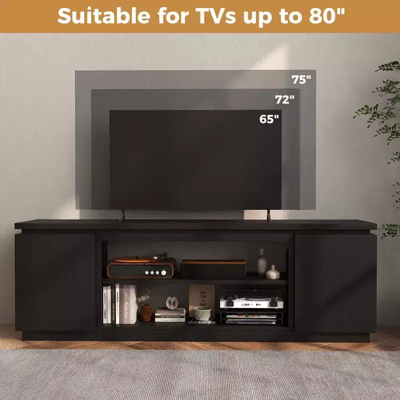 Costway Fireplace TV Stand for TVs up to 80 with Electric Fireplace 3 Adjustable Shelves Black/White