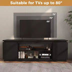 Costway Fireplace TV Stand for TVs up to 80 with Electric Fireplace 3 Adjustable Shelves Black/White