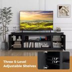 Costway Fireplace TV Stand for TVs up to 80 with Electric Fireplace 3 Adjustable Shelves Black/White