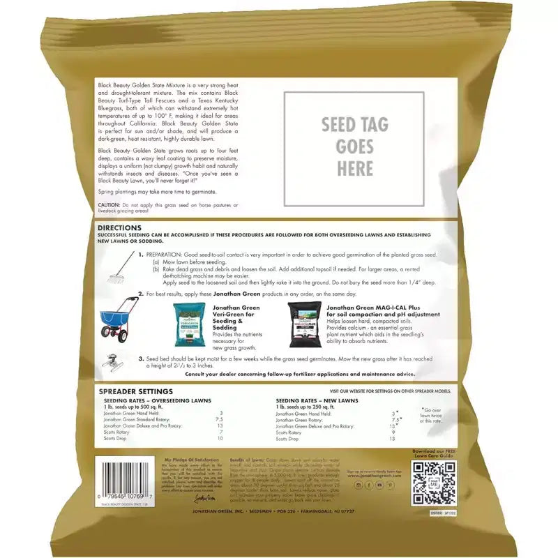 Jonathan Green Black Beauty Golden State California Cool Season Grass Seed, 1 lb