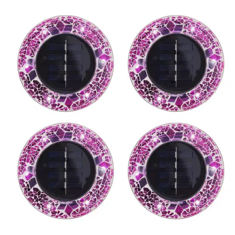Bell + Howell 6 LED Round Mosaic Solar Powered Disk Lights with Auto On/Off