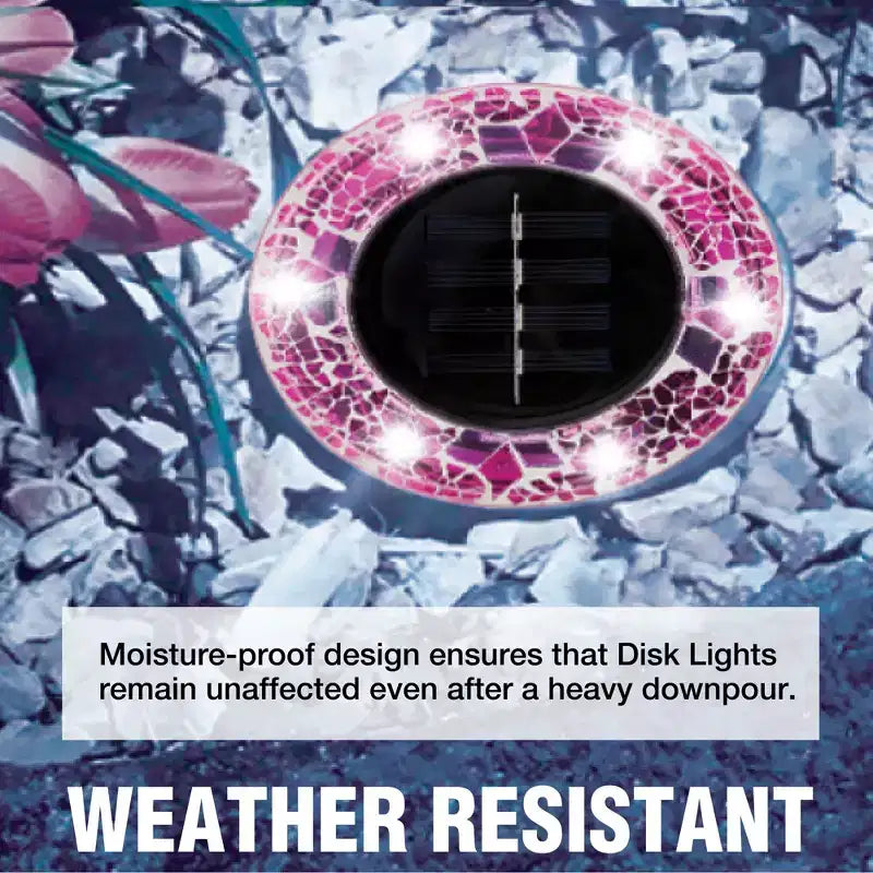 Bell + Howell 6 LED Round Mosaic Solar Powered Disk Lights with Auto On/Off